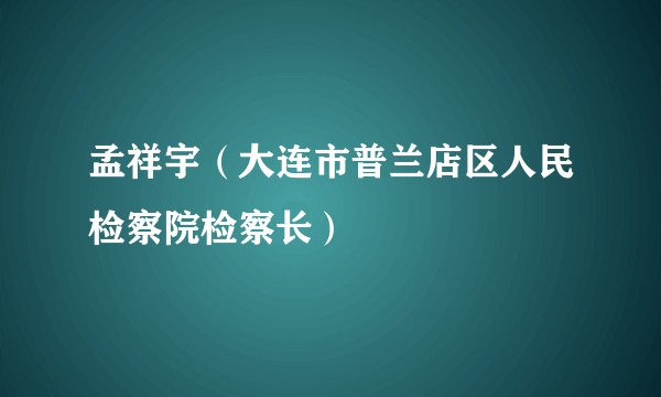 孟祥宇（大连市普兰店区人民检察院检察长）