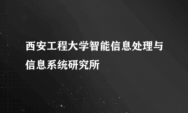 西安工程大学智能信息处理与信息系统研究所