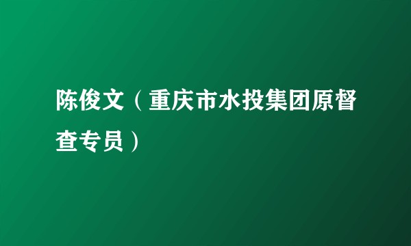 陈俊文（重庆市水投集团原督查专员）