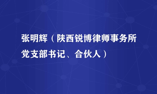 张明辉(陕西锐博律师事务所党支部书记、合伙人)