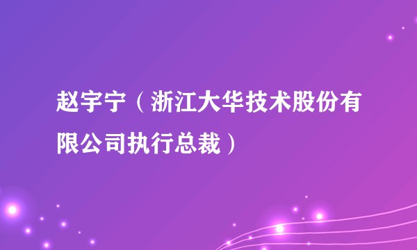 赵宇宁（浙江大华技术股份有限公司执行总裁）