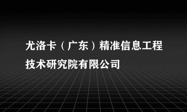 尤洛卡（广东）精准信息工程技术研究院有限公司