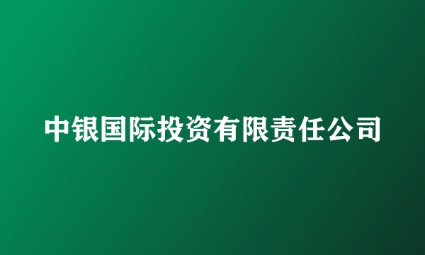 中银国际投资有限责任公司