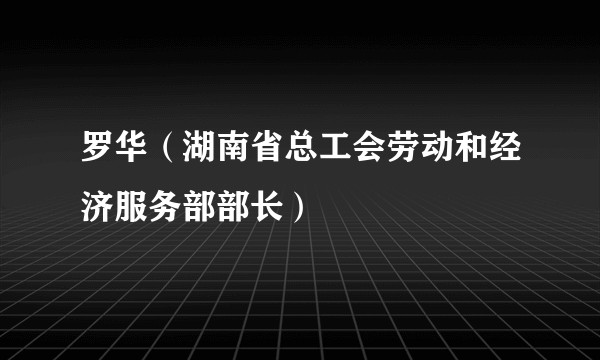 罗华（湖南省总工会劳动和经济服务部部长）