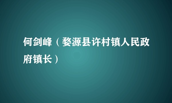 何剑峰（婺源县许村镇人民政府镇长）