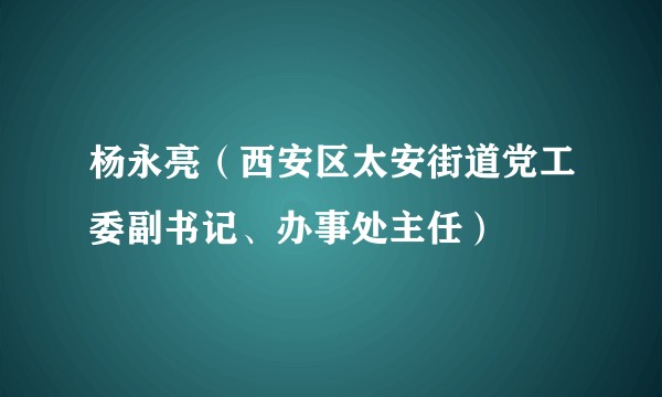杨永亮（西安区太安街道党工委副书记、办事处主任）