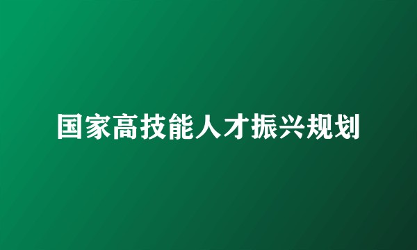 国家高技能人才振兴规划
