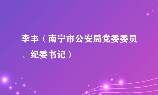 李丰（南宁市公安局党委委员、纪委书记）