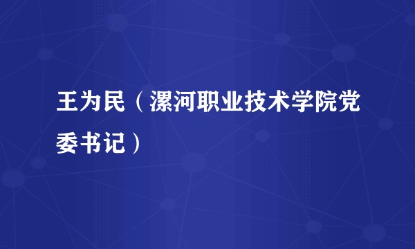 王为民（漯河职业技术学院党委书记）
