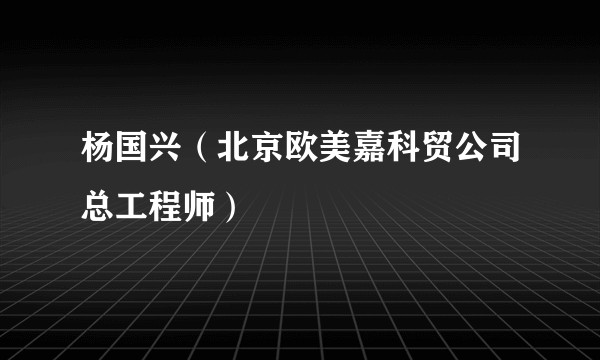 杨国兴（北京欧美嘉科贸公司总工程师）