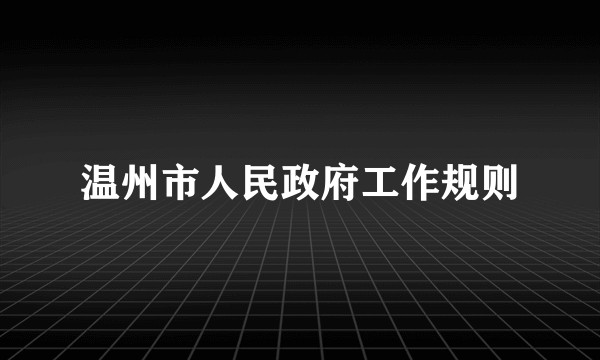 温州市人民政府工作规则