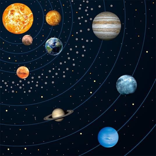 太阳系（以太阳为中心并受其引力使周边天体维持一定规律运转所形成的天体系统）