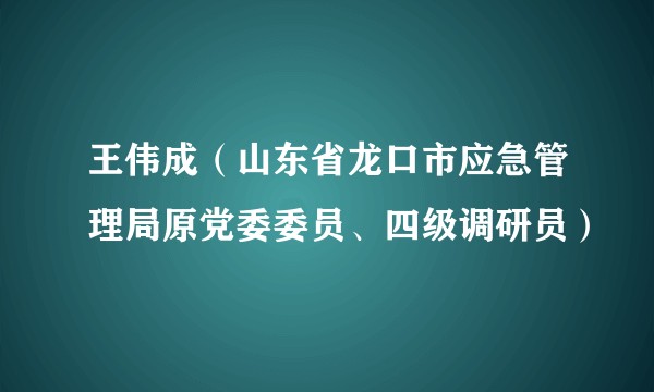 王伟成(山东省龙口市应急管理局原党委委员、四级调研员)