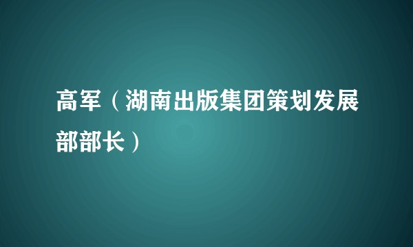 高军（湖南出版集团策划发展部部长）