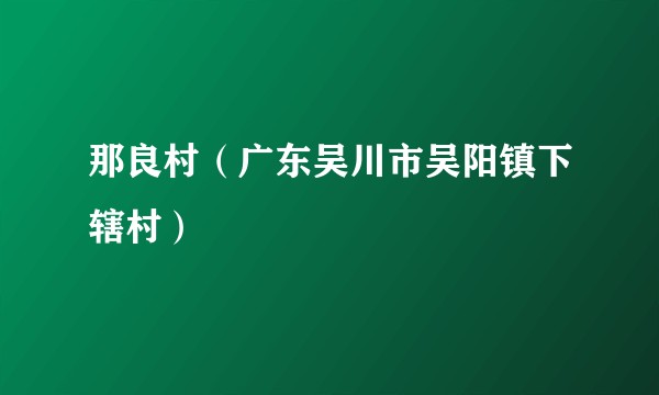 那良村（广东吴川市吴阳镇下辖村）