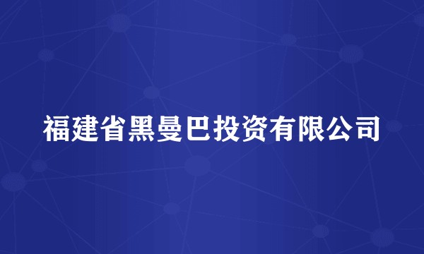 福建省黑曼巴投资有限公司