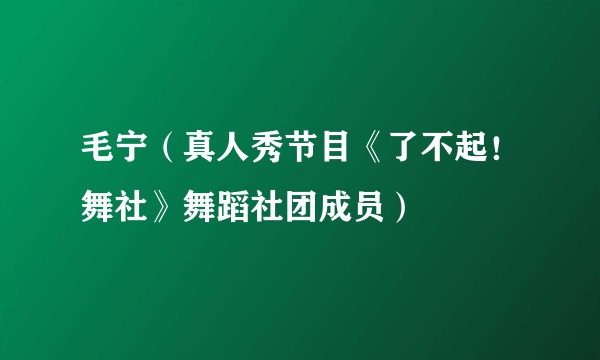 毛宁（真人秀节目《了不起！舞社》舞蹈社团成员）