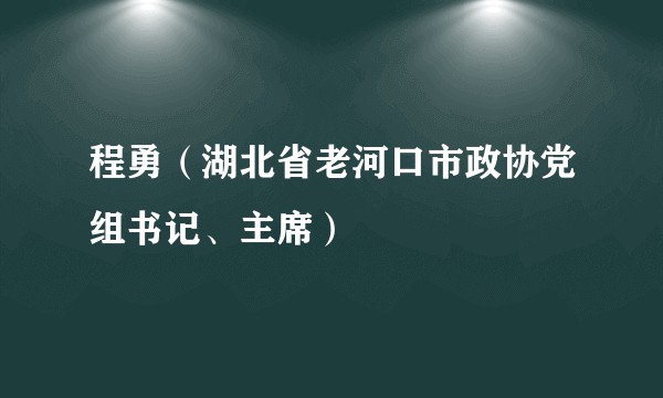 程勇(湖北省老河口市政协党组书记、主席)