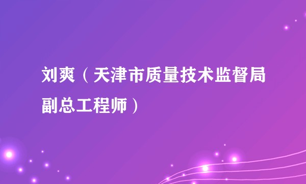 刘爽（天津市质量技术监督局副总工程师）