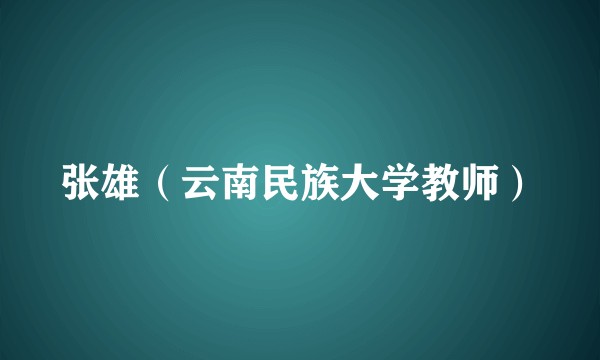 张雄（云南民族大学教师）