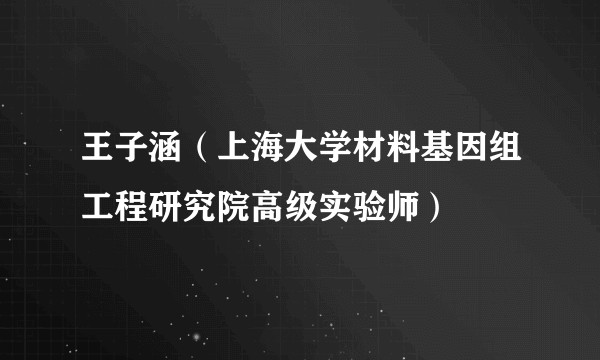 王子涵（上海大学材料基因组工程研究院高级实验师）