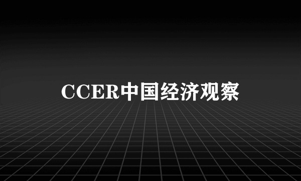 CCER中国经济观察