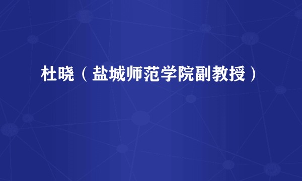 杜晓（盐城师范学院副教授）
