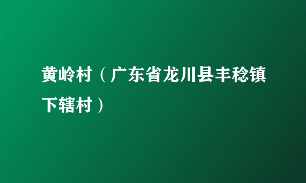 黄岭村（广东省龙川县丰稔镇下辖村）
