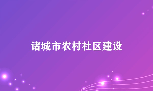 诸城市农村社区建设