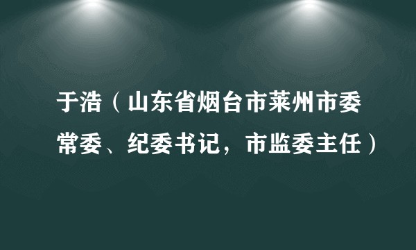 于浩（山东省烟台市莱州市委常委、纪委书记，市监委主任）