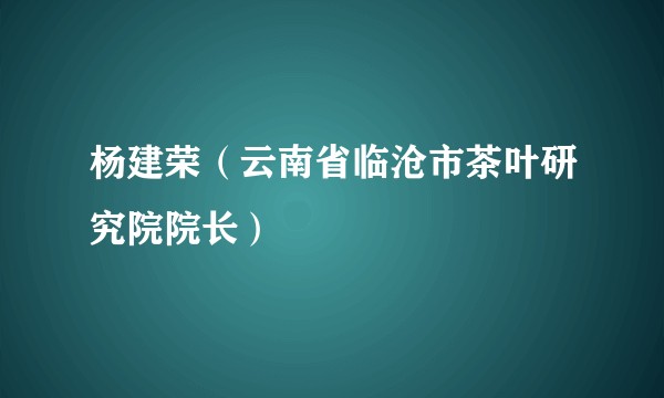杨建荣（云南省临沧市茶叶研究院院长）