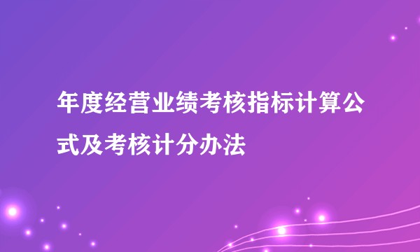 年度经营业绩考核指标计算公式及考核计分办法