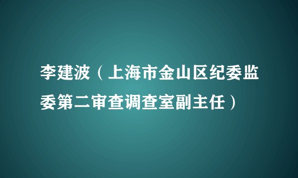 李建波（上海市金山区纪委监委第二审查调查室副主任）