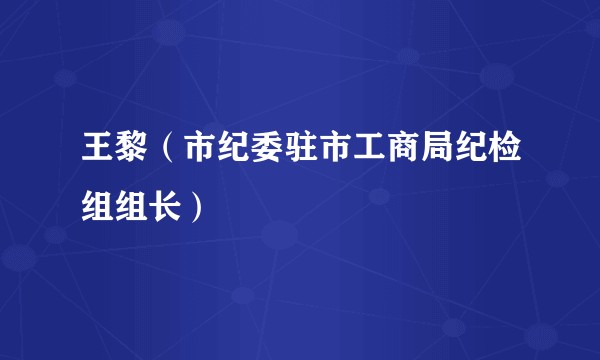 王黎（市纪委驻市工商局纪检组组长）