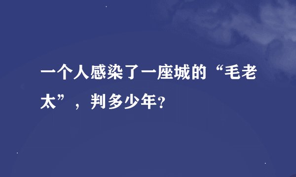 一个人感染了一座城的“毛老太”，判多少年？
