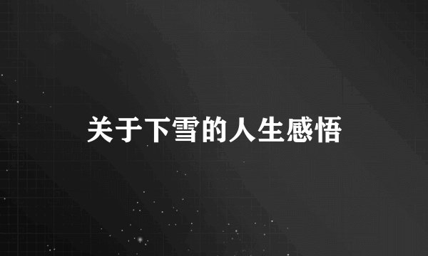 关于下雪的人生感悟