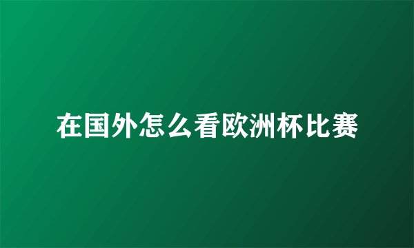在国外怎么看欧洲杯比赛