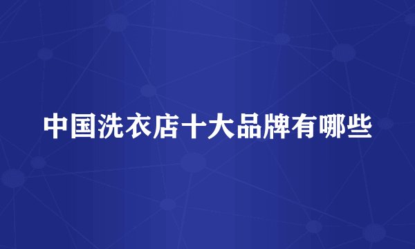 中国洗衣店十大品牌有哪些