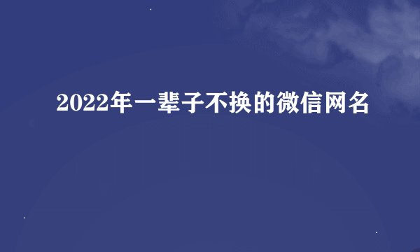 2022年一辈子不换的微信网名