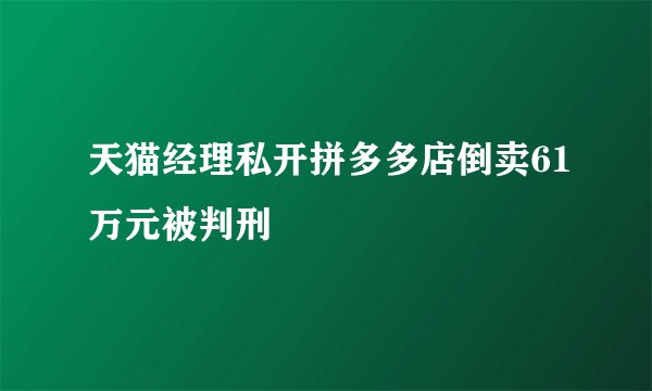 天猫经理私开拼多多店倒卖61万元被判刑