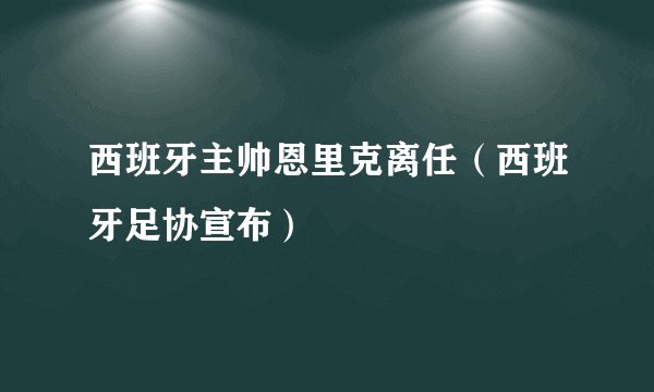西班牙主帅恩里克离任（西班牙足协宣布）
