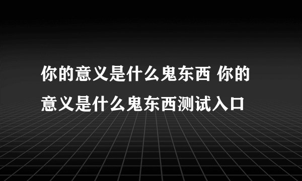 你的意义是什么鬼东西 你的意义是什么鬼东西测试入口