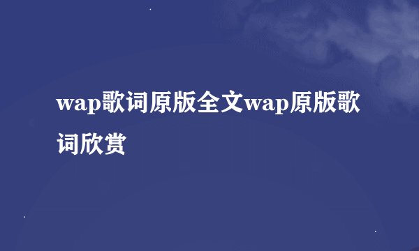 wap歌词原版全文wap原版歌词欣赏