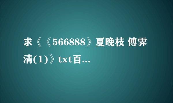 求《《566888》夏晚枝 傅霁清(1)》txt百度网盘资源