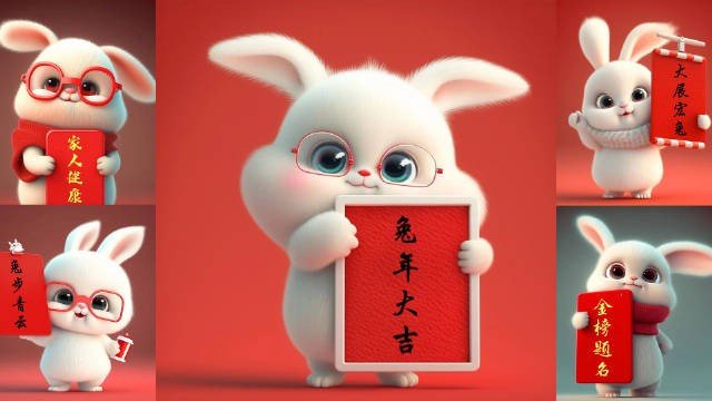 2023兔年的吉祥语带玉兔四字