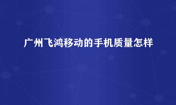 广州飞鸿移动的手机质量怎样