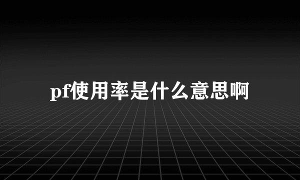 pf使用率是什么意思啊