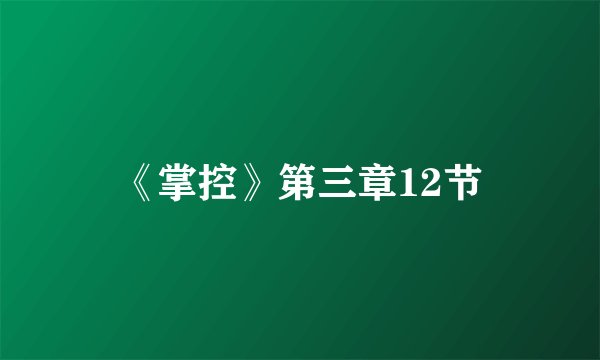 《掌控》第三章12节