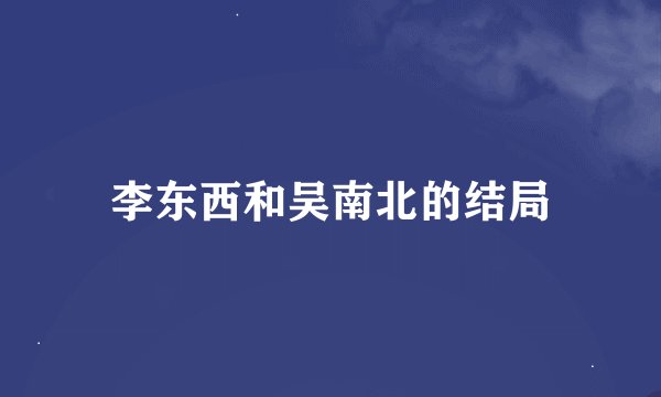 李东西和吴南北的结局