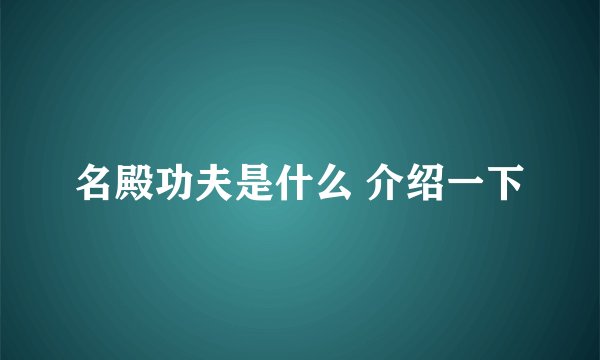 名殿功夫是什么 介绍一下